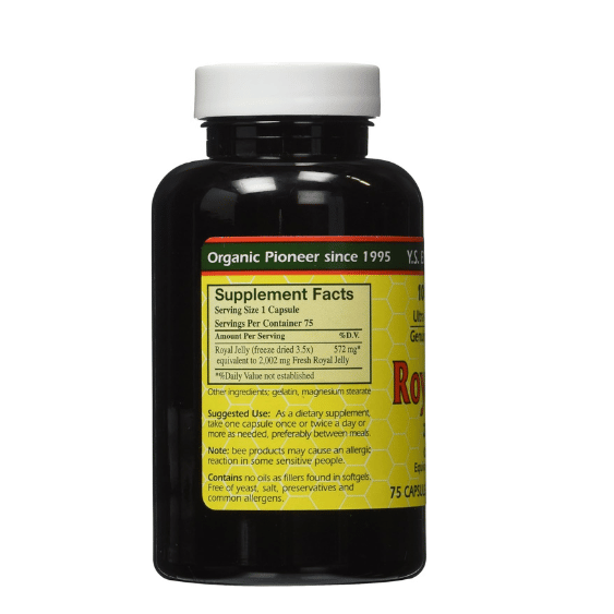 100% Pure Freeze Dried Fresh Royal Jelly - 2000 mg YS Eco Bee Farms 75 Caps