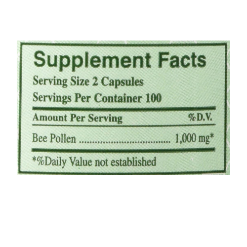 Y.S. ECO Bee Farms 100% Pure Bee Pollen 1,000mg- 200 Capsules